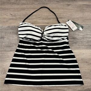 NWT - Lauren Ralph Lauren Dylan Lurex Stripe Ring Front Bandini swim top